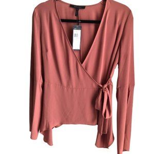 BCBGMAXAZRIA Asymmetrical Wrap Blouse